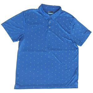 Mens PGA Tour Royal Blue W/Golf Clubs Quick Dry SS Golf Polo Size XL